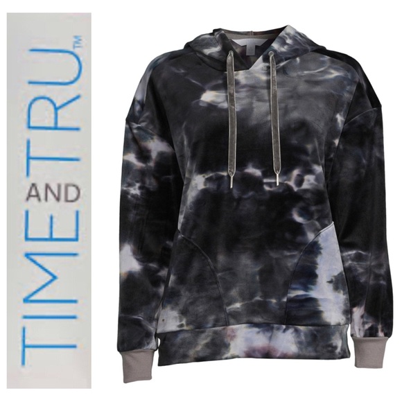 Time and Tru Tops - Time and Tru Women's Tie Dye Velour Hoodie